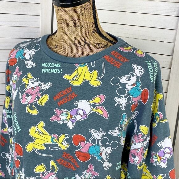 Disney Mickey Mouse And Friends Crop Sweatshirt Gray Multi Medium - Picture 5 of 12